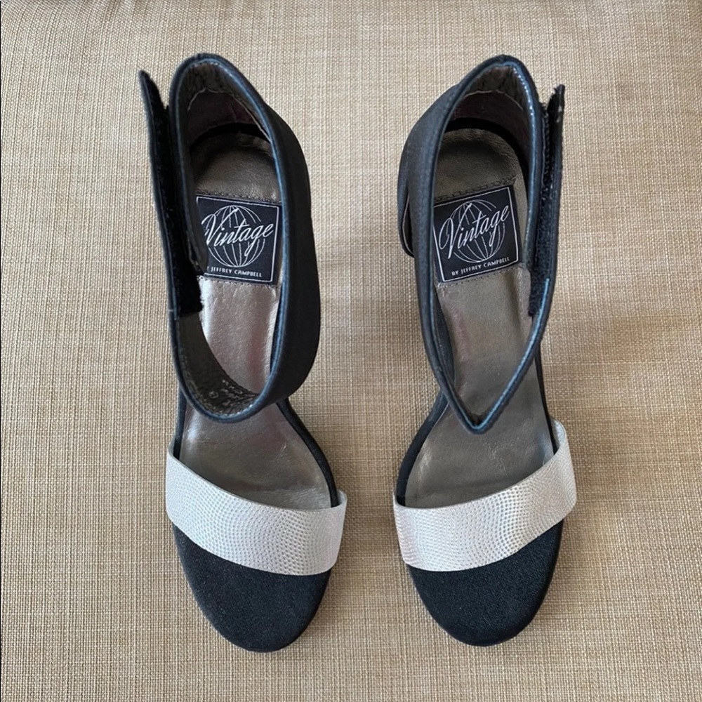 Jeffrey Campbell black and silver heels